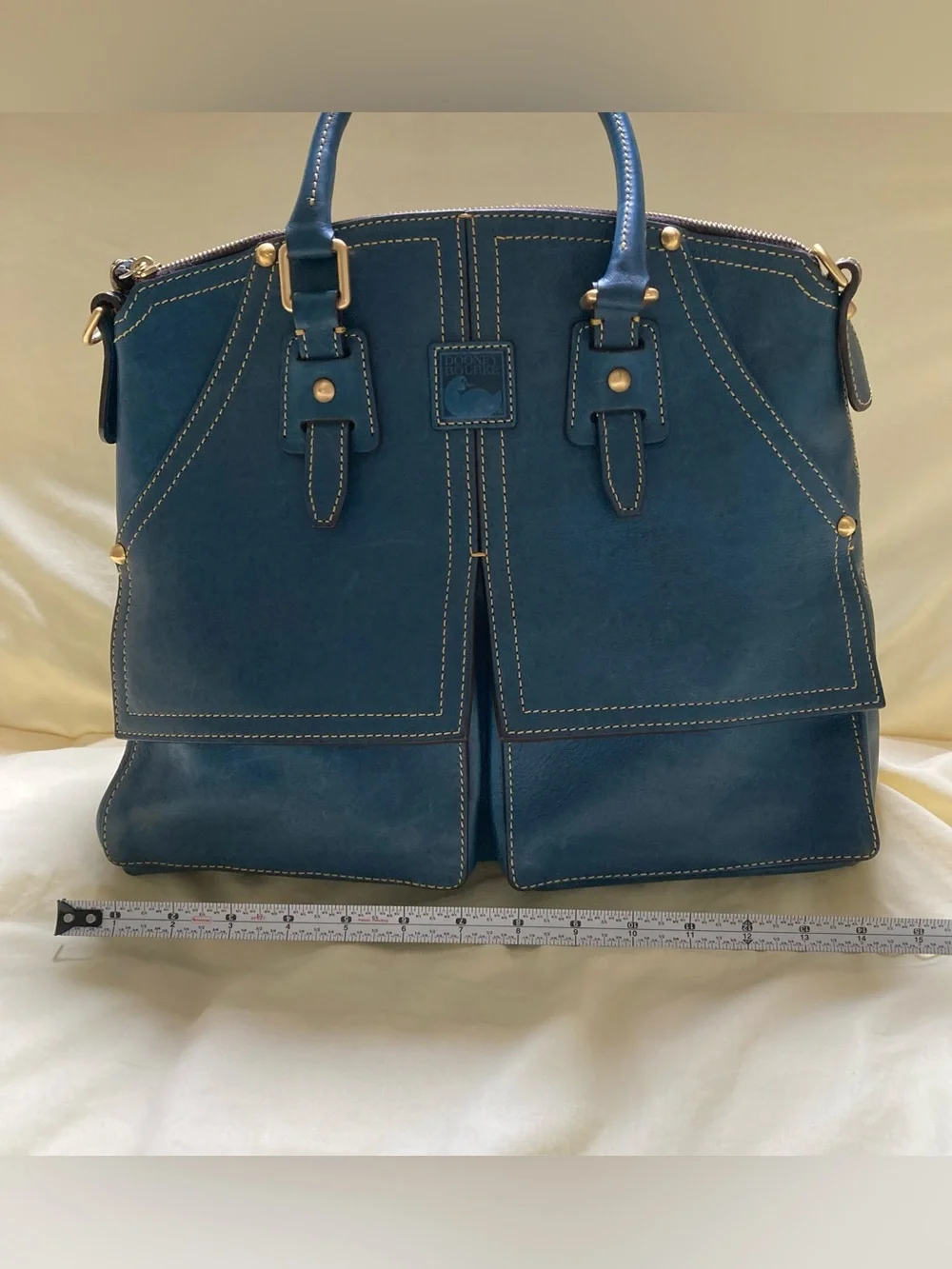 Dooney & Burke leather florentine clayton satchel teal